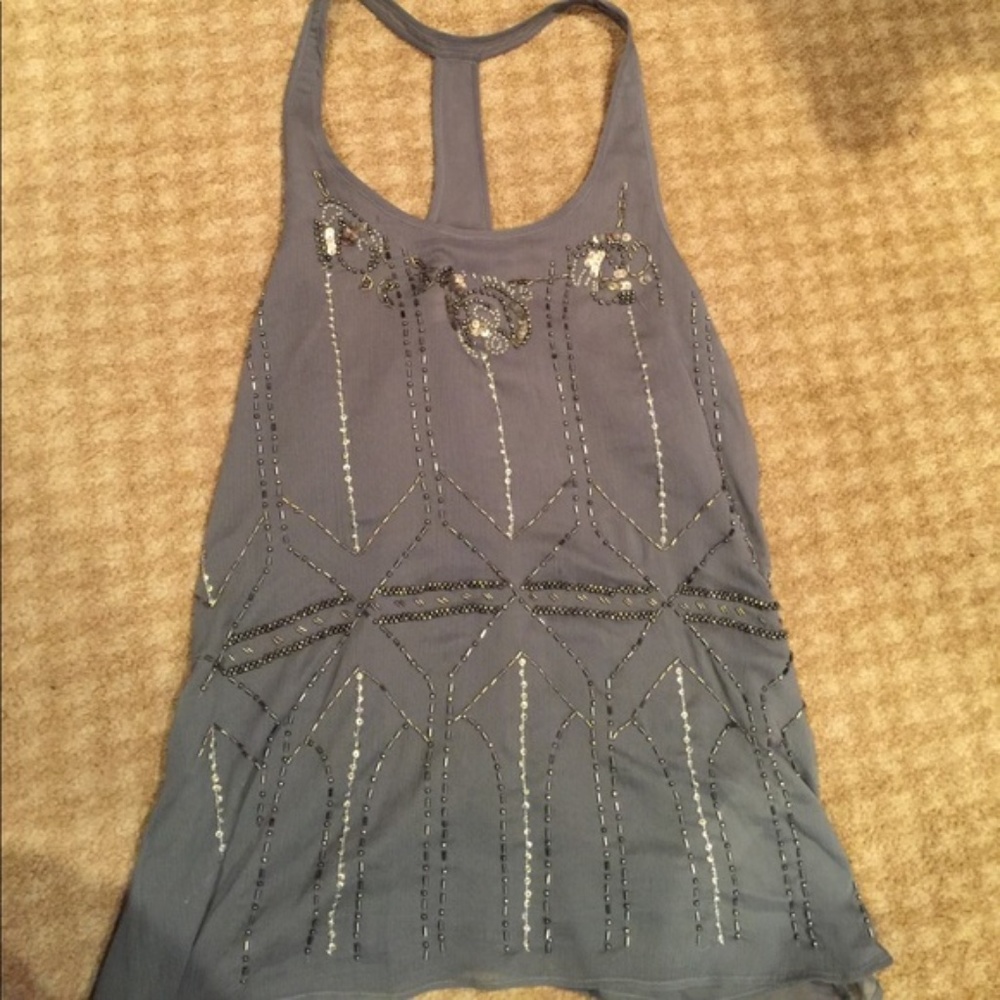 Abercrombie Silver beaded tank